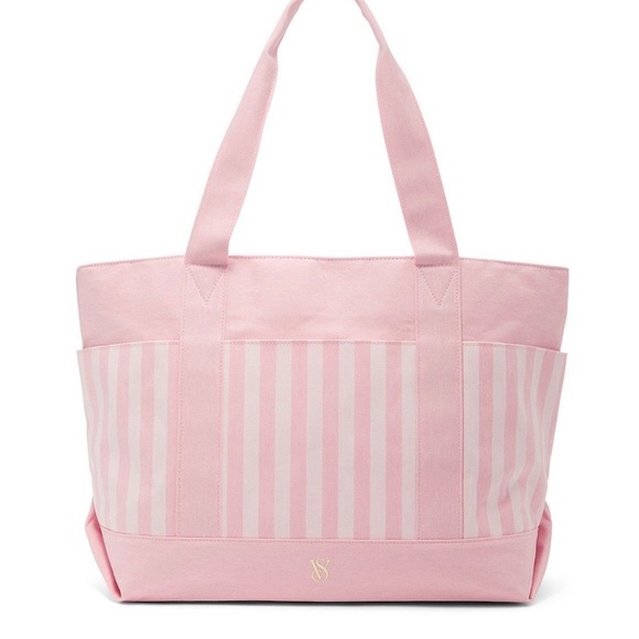 Victoria's Secret Handbags - Victoria's Secret Light Pink Striped Tote